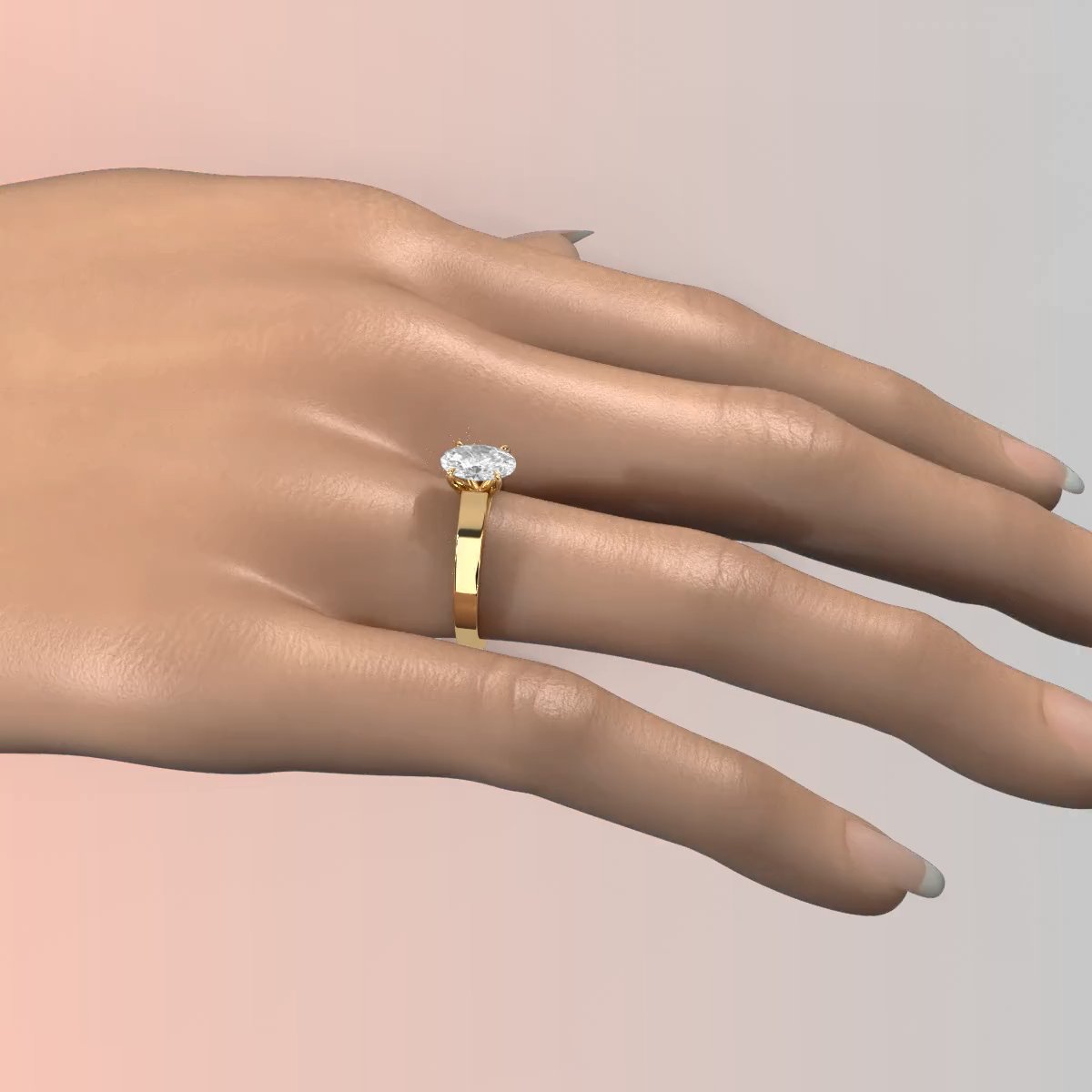 3.5mm Cathedral Style Flat Edge Solitaire Lab Grown Diamond IGI Certified Engagement Ring 4g Setting 1.00 Ctw.